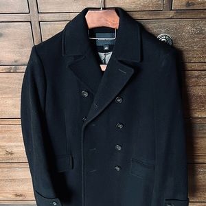 Banana Republic Men's Black Wool-Cashmere Blend Peacoat